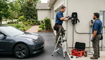 Electric vehicle charger installation for a Cambridge, MA home by On Call Electrical