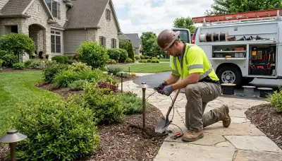 Landscape lighting installation for a Cambridge, MA home by On Call Electrical
