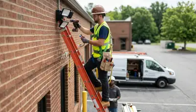 Security light installation by On Call Electrical in Cambridge, MA