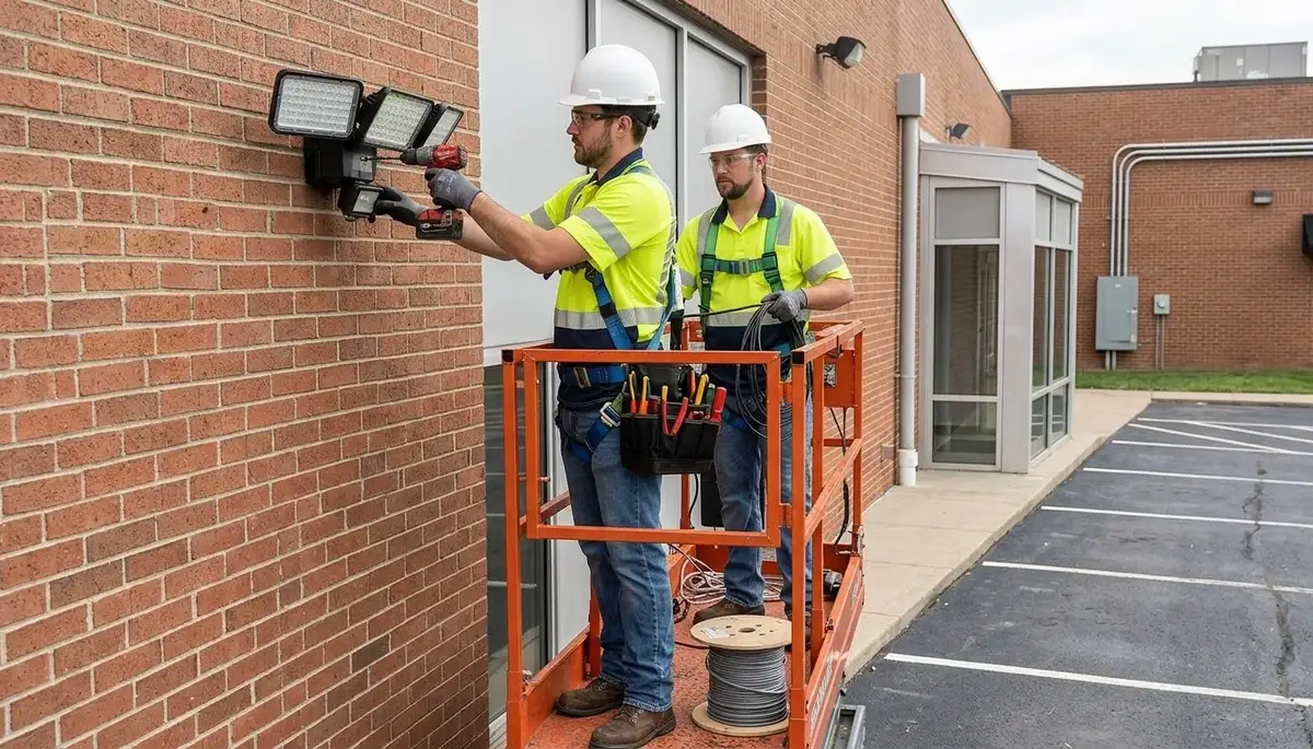 Security light installation for a Cambridge, MA home by On Call Electrical